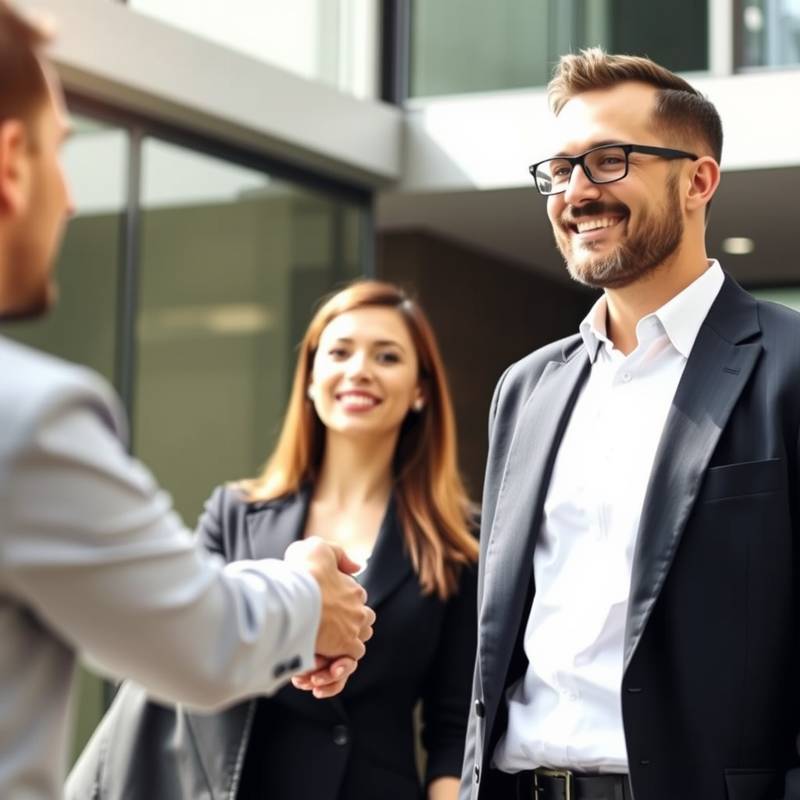 Person confidently shaking hands after interview
